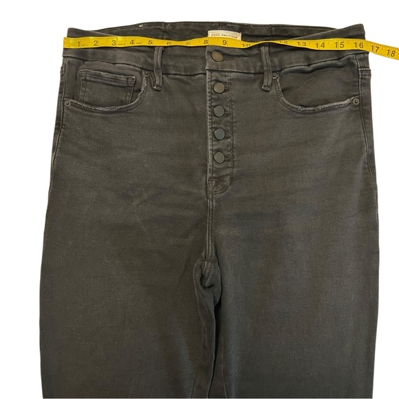 Good American Good Legs Crop Boot Cut Super High Rise button fly jeans black 31 - Picture 9 of 15